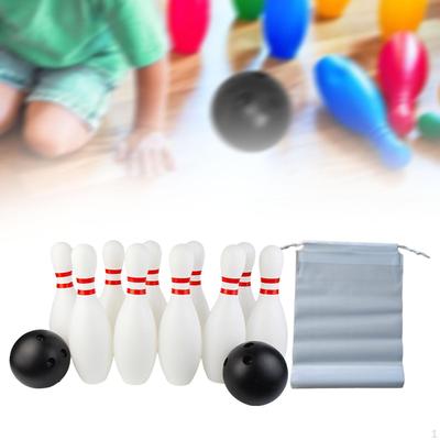 Kinder Bowling Set 10 Pins und 2 Bälle Motorik Lernspielzeug Outdoor Spiel für Alter 3 4 5
