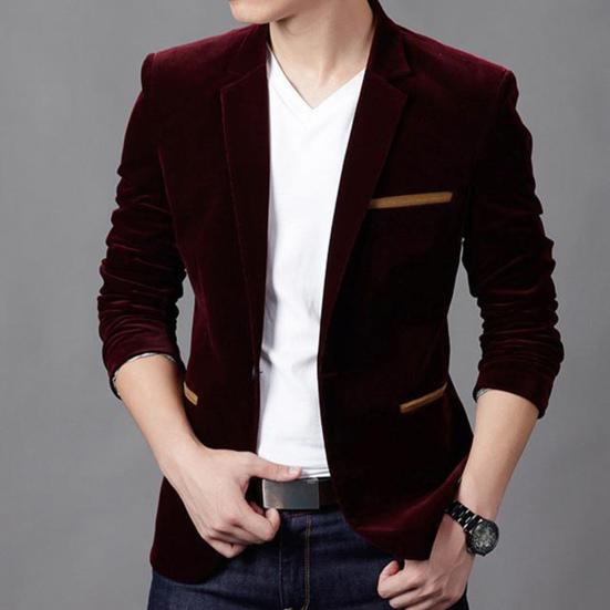 Suits Jacket Skin-friendly Long Sleeve Corduroy Men Fashion Casual Business Blazer for Autumn