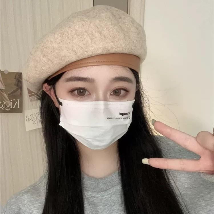 Wool dome beret female autumn and winter face small fashion temperament painter hat leather brim literary and art newspaper children's hat