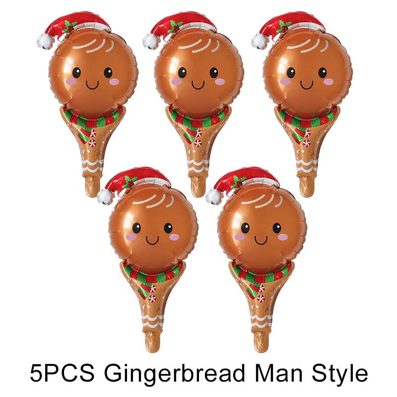 

5PCS/Pack Gingerbread Man Style Christmas Handheld Balloon Festive Atmosphere Decoration Christmas NewYear Party Supply Gift ZYF Other