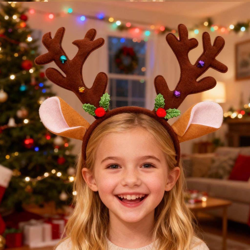 Christmas Headbands Reindeer Hair Accessories Funny Festival Headdress For Girls School Vacation Family Gathering Seasonal