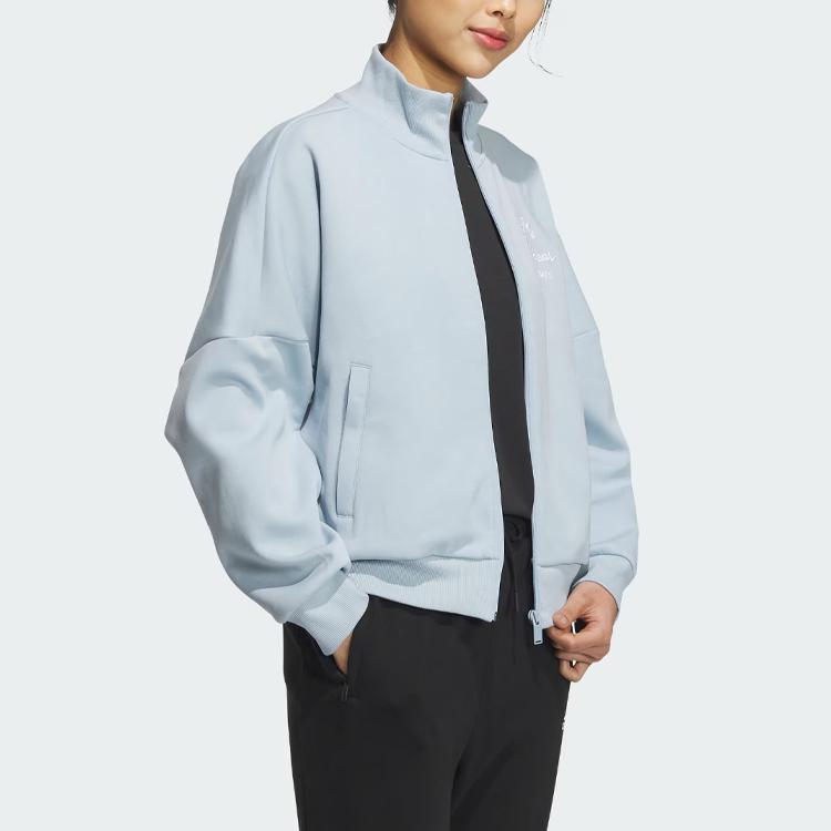 Adidas Sportswear Series Sportswear Track Top Letter Print Casual Jacket Women Jacket Light-Blue IS7415