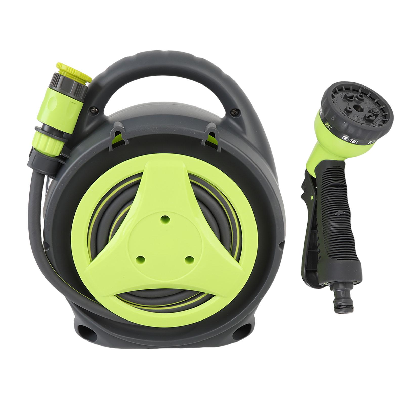 

Портативная катушка для шланга Зеленая Высокоэффективная катушка для водяного шланга с распылительной насадкой 39,4 фута Водяной шланг для сада