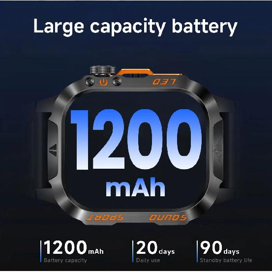 2026 New T-Rex3 Ultra 1200mAh Super Capacity Battery Adult Men Smart Watch 1.7" Large Screen Call 5ATM Waterproof Sports Watches