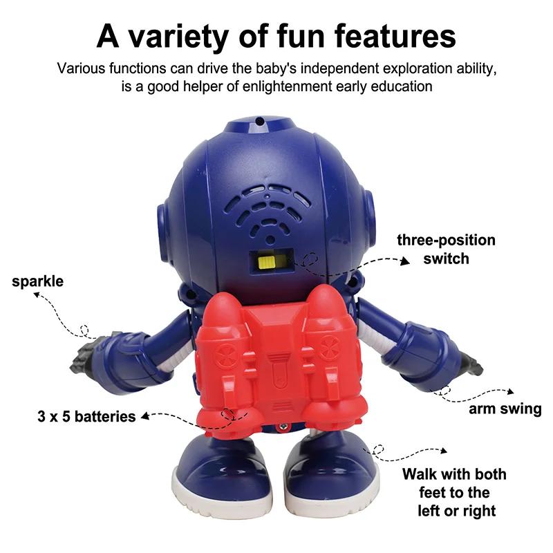 Children's Space Duck Astronaut Music Light Electric Sound and Light Dance Robot Walking Swinging Interactive Toy Baby Gift