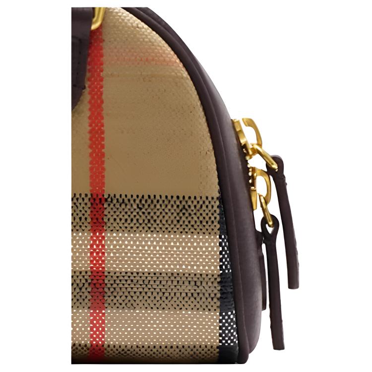 Burberry Classic Logo Cuffed Handle Cotton Mini Crossbody Tote Bag Women handbags Beige 81152811