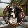 2D Flat Acrylic Border Collie Stained Glass Style Sun Catcher,Round Acrylic Window Hanging Decoration, Animal Theme, Home Decor for Living Room Office