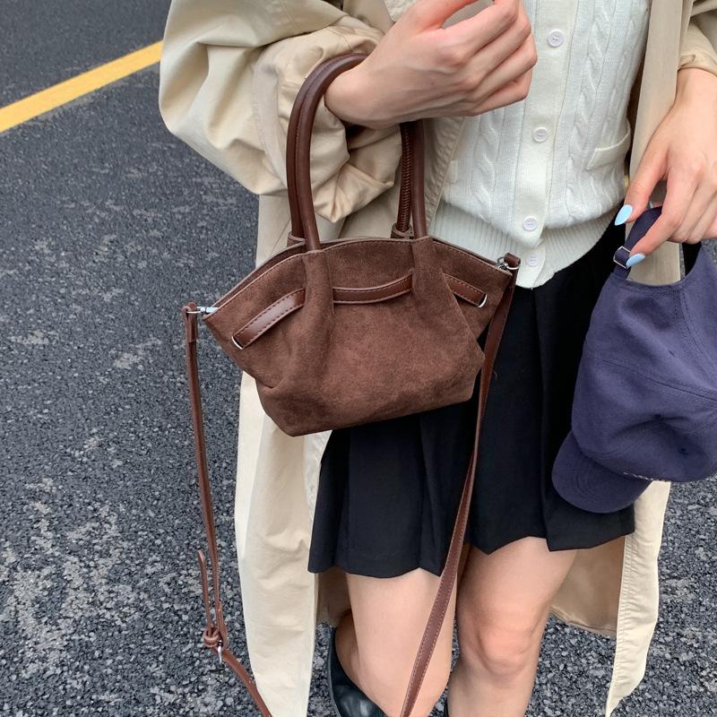 Retro zamszowa torba tote o dużej pojemności, matowa, damska, nowa, modna, wszechstronna, do noszenia w ręku, pod pachą, na ramię