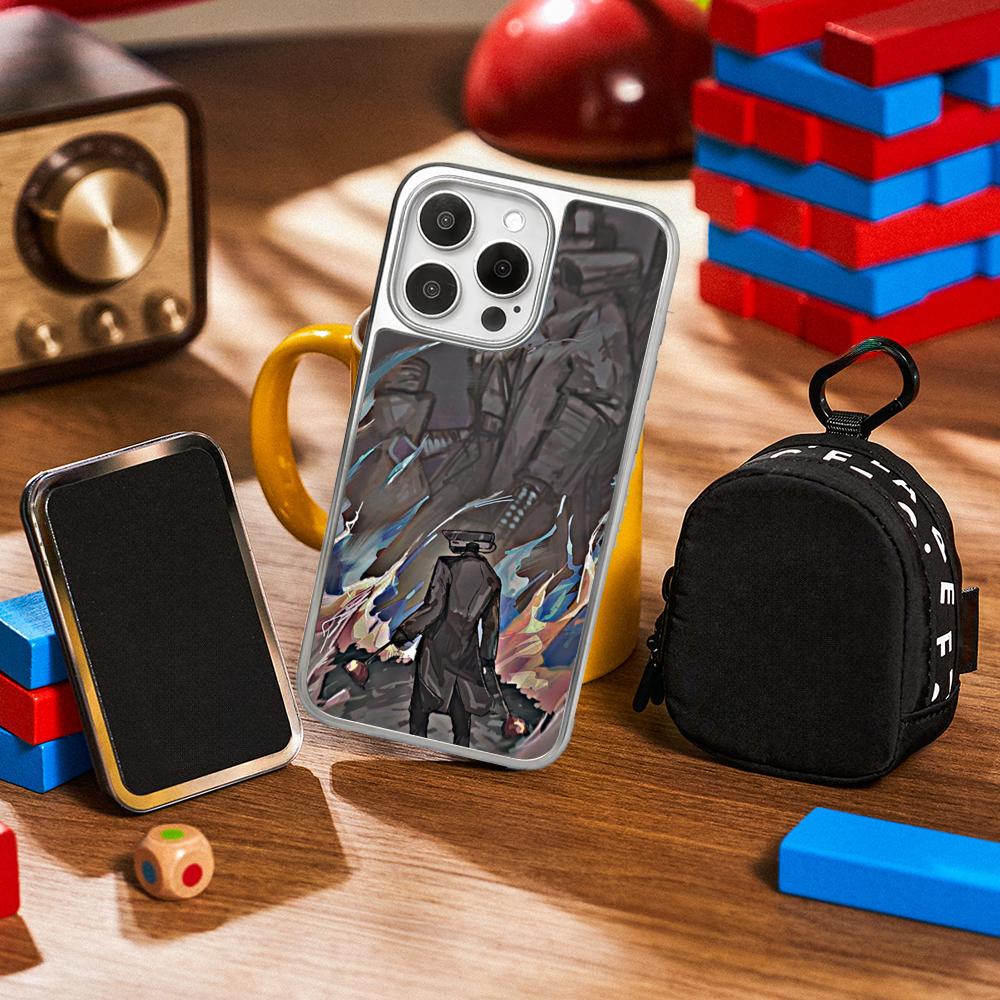 Anime Skibidi TV Hot Poster Pattern Phone Case for iPhone 16 15 14 13 12 11 Pro Max Sheepskin Silver-edged Protective Case