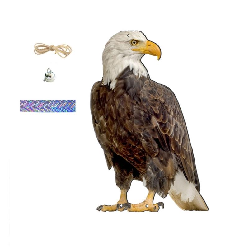 Outdoor Garden Ringing Owl Shape to Deter Birds Hanging Pendant Bird Scarer Gadget with Reflective Strap for Outdoor