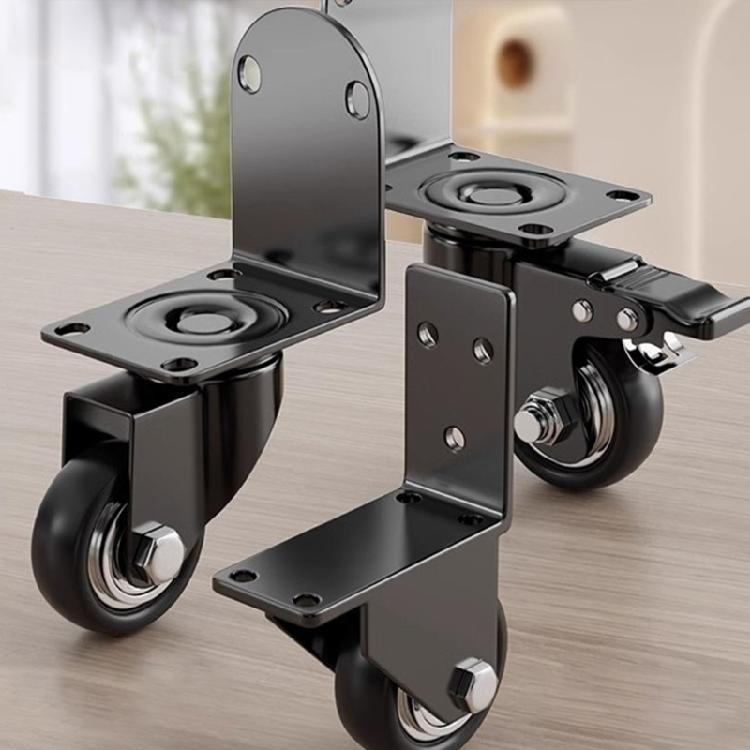 Easy Move 2pcs Furniture Casters with Corner Fittings Polyurethane Casters Quick Installation for Sofas & Side Tables