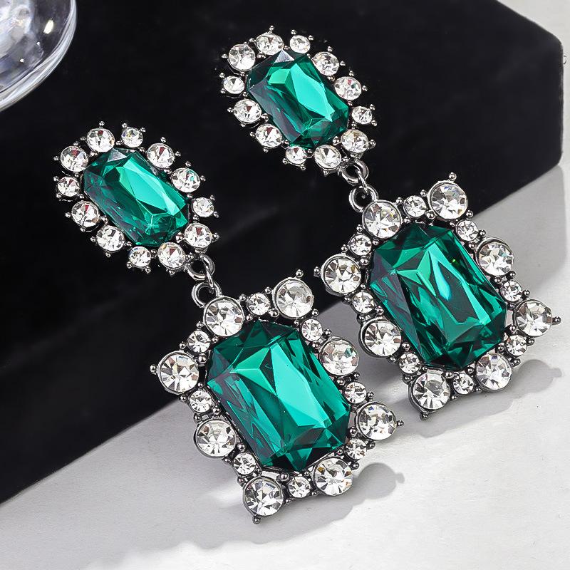 Boucles d'oreilles pendantes Zircon Fleur Colorée pour Femmes, Boucles d'oreilles pendantes Statement pour Fête & Usage Quotidien