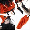 Spooky Flying Witch On Broomstick Hanging Decoration Fabric Wood Jute Rope Halloween Prop for Indoor Outdoor Haunted House
