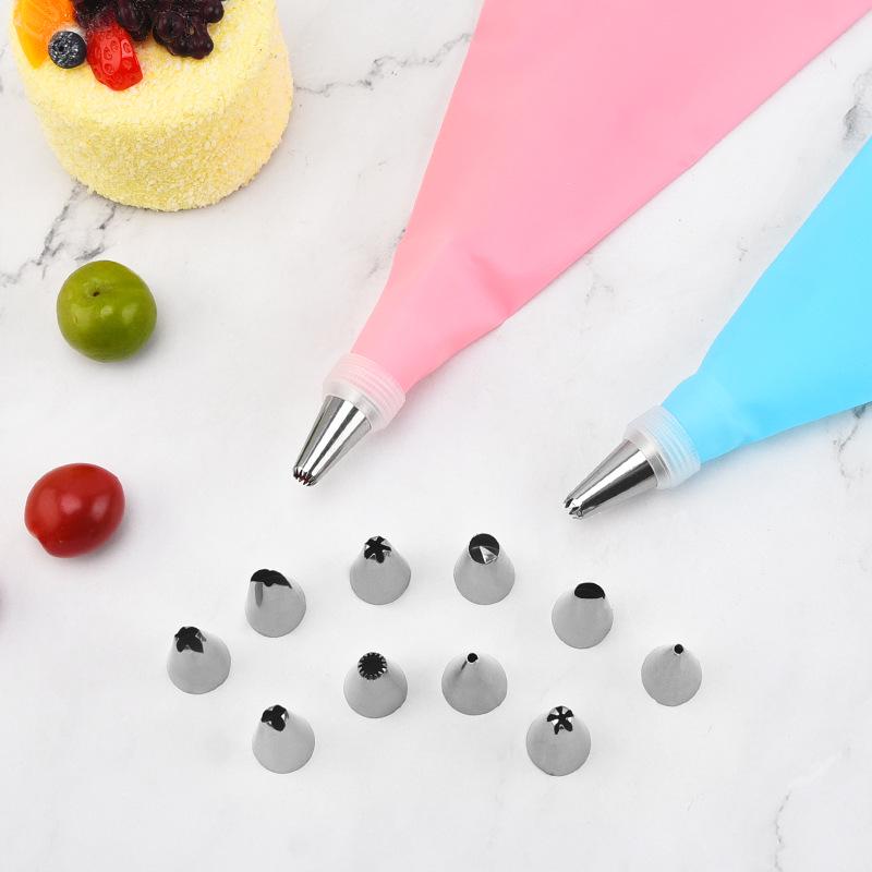 Round Cream Icing Nozzle Set with Puff Pastries & Baking Tools - Stainless Steel 430