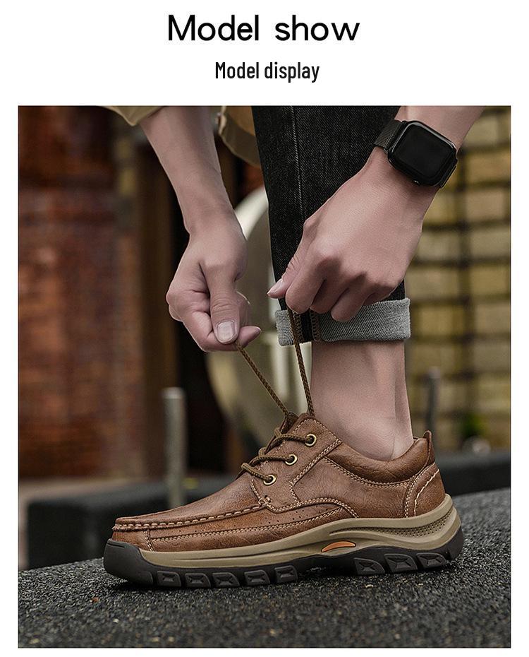 Men's Retro Leather Driving Shoes - Durable, Wear-Resistant Casual Footwear for Spring.