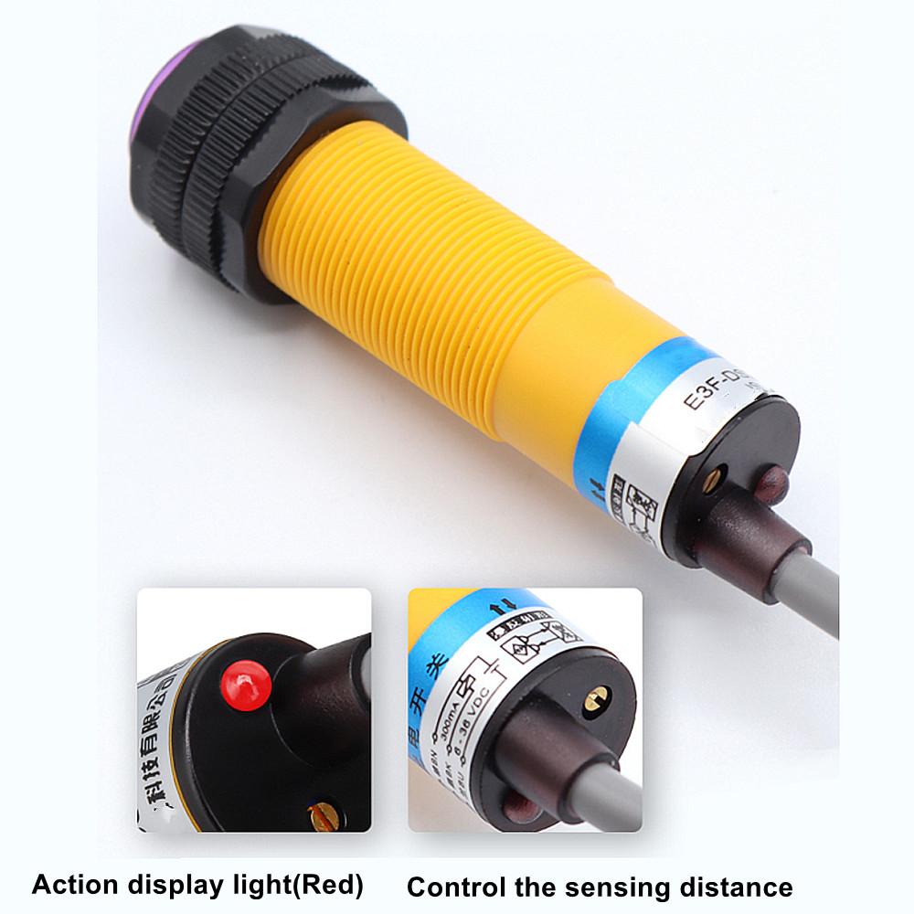 1PCS E3F-DS30C4 Proximity Switch Photoelectric Sensor Switch NPN PNP DC6-36V 30cm Detection Range Adjustable Diffuse Reflection