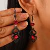 Gothic Vampire Bat Earrings For Women Vintage Red  Water Drop Pendant Earring Halloween Pagan Witch Ear Jewelry Gift