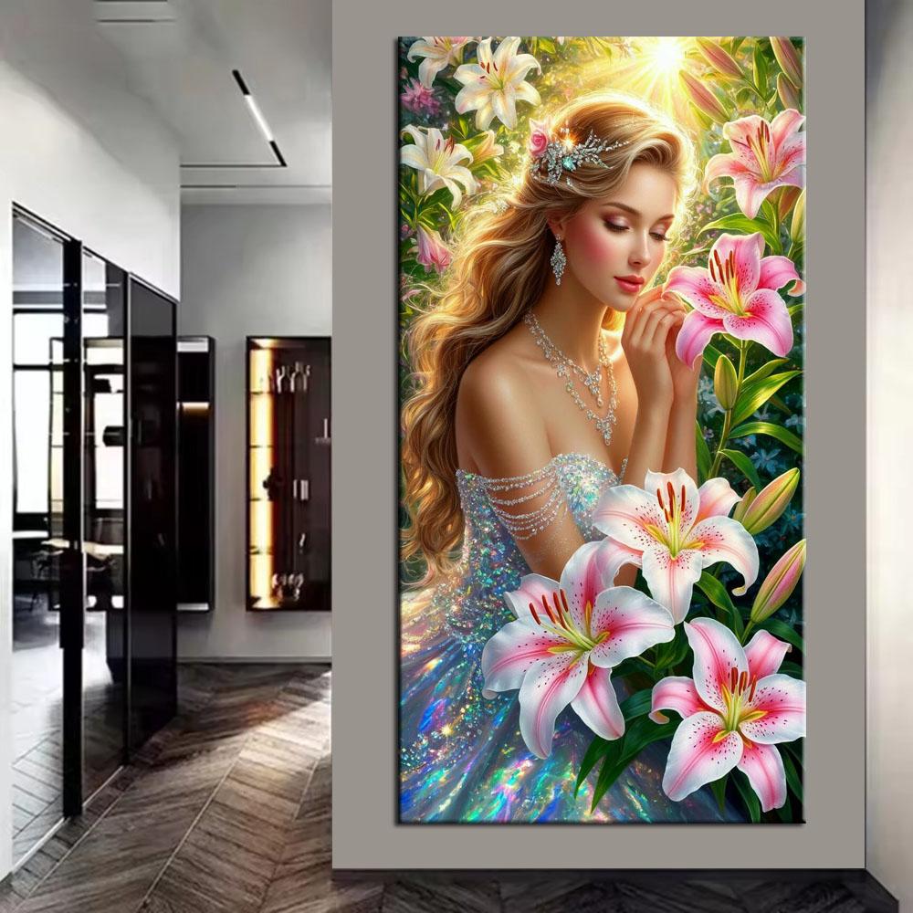 Beautiful Girl and Flowers Picture DIY Diamond Painting Cross Stitch Full Drills Diamond Mosaic New Collection Home Decor