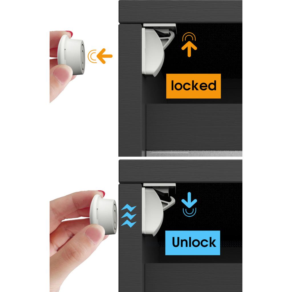 10pcs Child Security Magnetic Cabinet Lock Adhesive Baby Proofing Drawer Lock Cabinet Latches for Cabinets Drawers