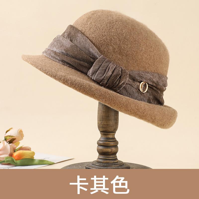 Elegantní klobouk bucket dámský vlněný podzimní a zimní retro klobouk dome basin temperamentní všestranný cylindr