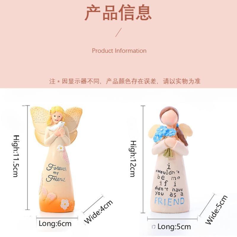 Great Friend Friendship Prayer Angel Girl Resin Decoration Sculpture Garden Flower Fairy Crafts