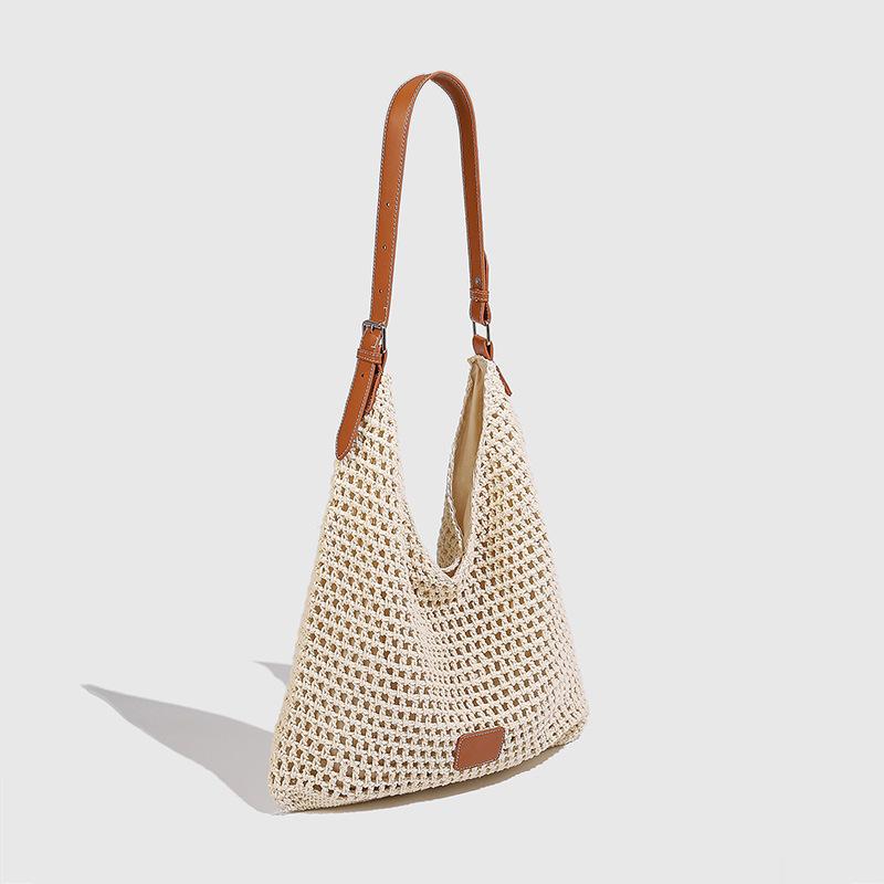 Woven Hollow Bag for Women 2025 Lazy Style Chic Vacation Tote Bag Large Capacity Shoulder Bag Versatile Beach Bag