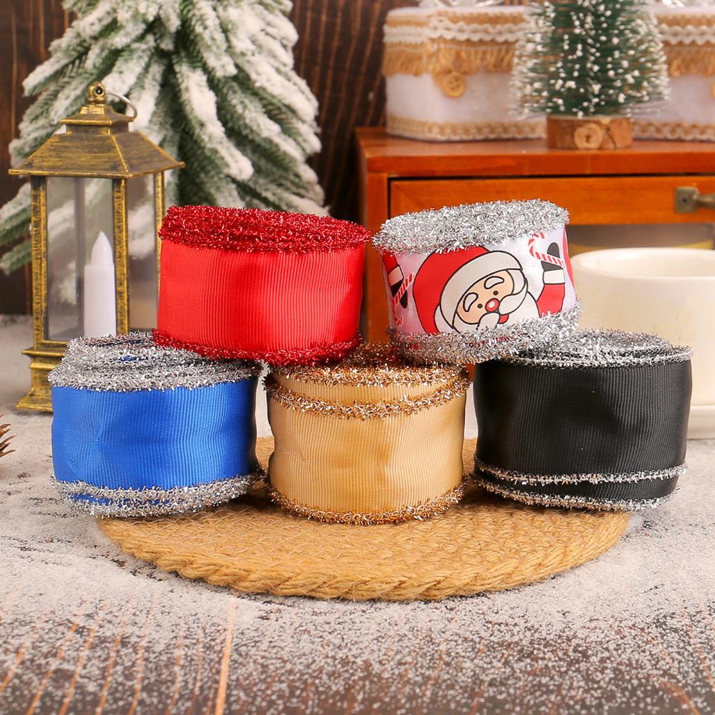 Christmas Polyester Ribbon Garland Material DIY Ribbon Edging Gift Packaging Bow Decoration Tape