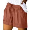 Women's Fashion Solid Color Drawstring Strap Pocket Casual Shorts