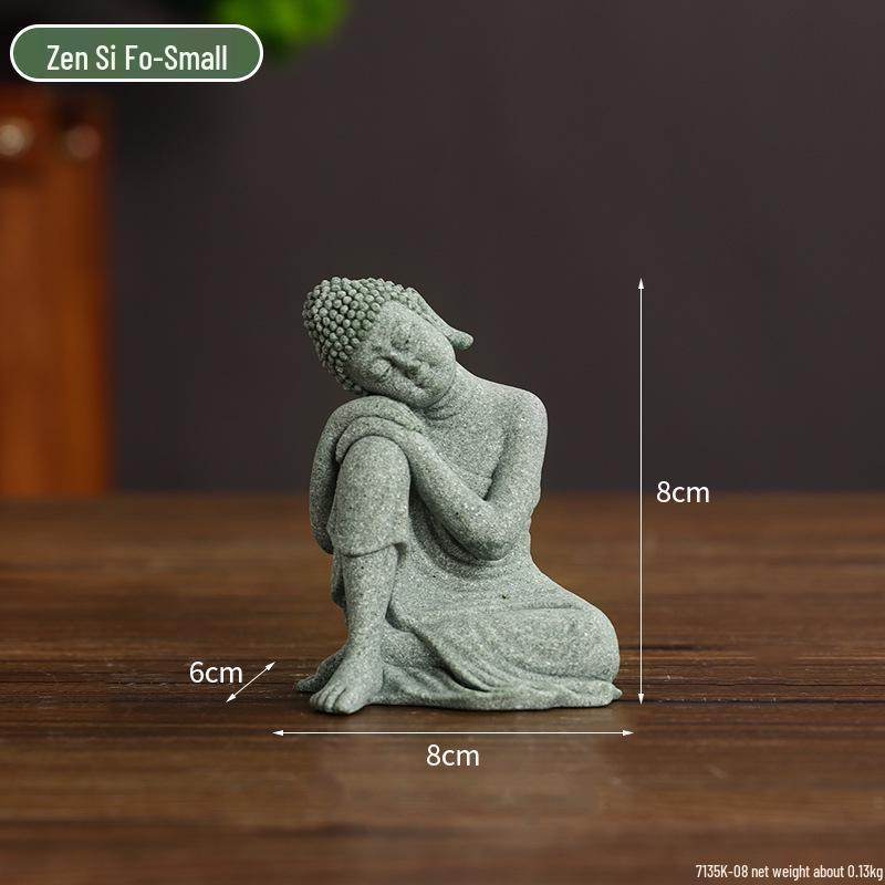 Qing Sha Shi Zen Kuzey Wei Budist Heykeli: Bonsai veya Mikro Peyzaj için Yaratıcı Taş Oymalı Süs.