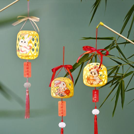 Kit Lanterna di Carta di Bambù Intrecciato Fai da Te Lanterna Cinese di Plastica Portatile per Festa di Primavera Festa di Metà Autunno Decorazione
