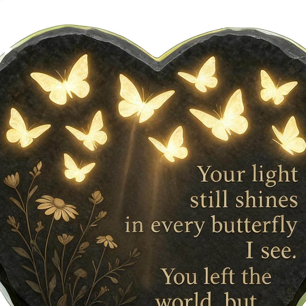 1 Stück Acryl Herz Grabdekorationen mit Schmetterling Blumenstecker Gedenkfriedhof Ornament für Außen Garten Grabstein