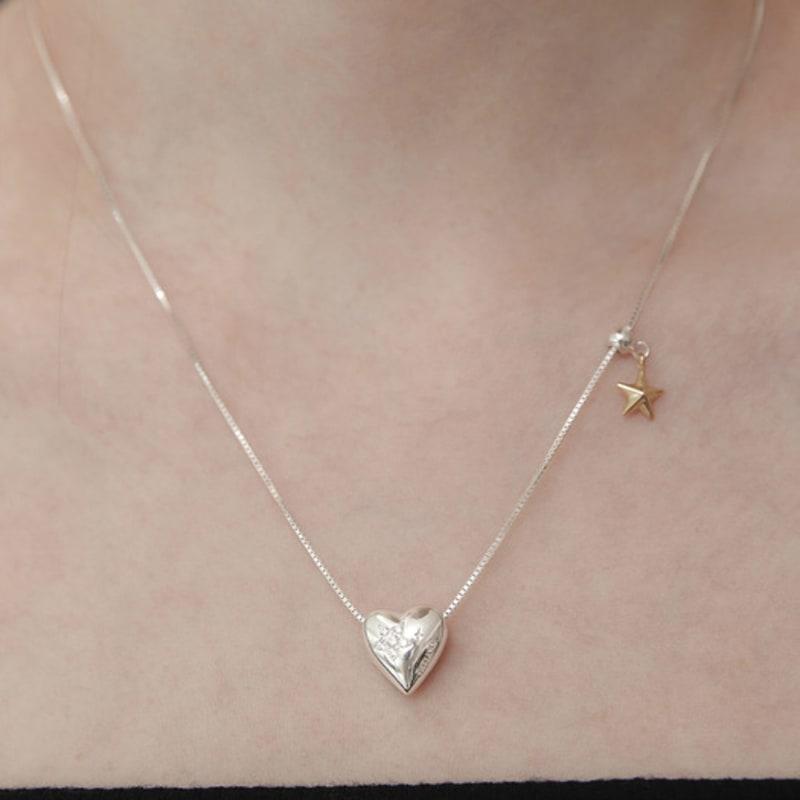 TATIANA (925 Silver) Chocolate Heart Star Dangle Necklace NZ2162