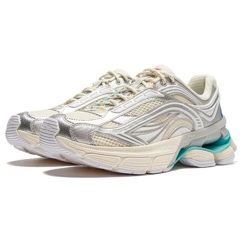 Li Ning Aurora RENEW Cushioning Slip Resistant Abrasion Resistant Low Top Casual Shoes Women's Silver White AGCU044-5