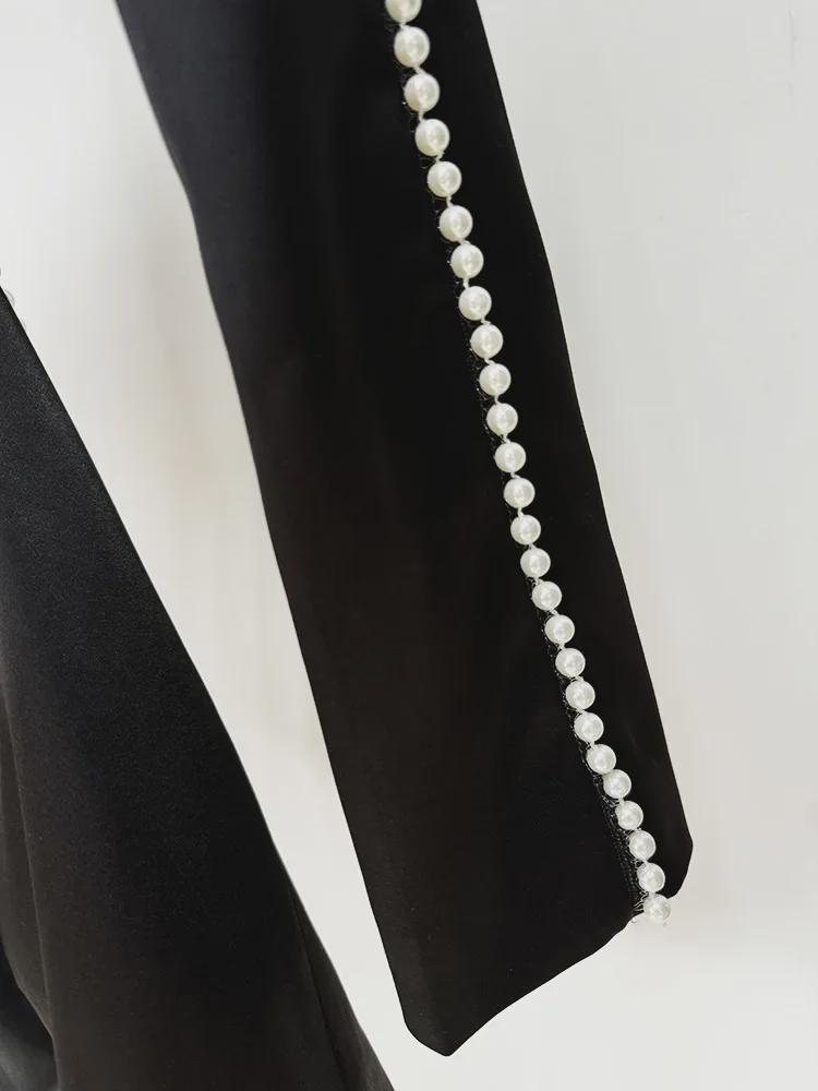 2024 Spring/Summer 3D Floral Beaded Mesh Pantsuit with Sequins and Pearls