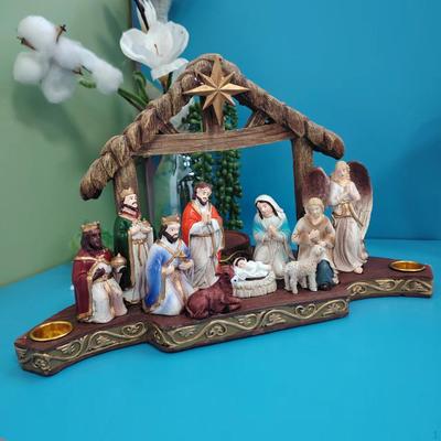 Noel Doğum Sahnesi Heykelcik Seti İsa Kutsal Aile Heykeli Dini Dekor Reçine