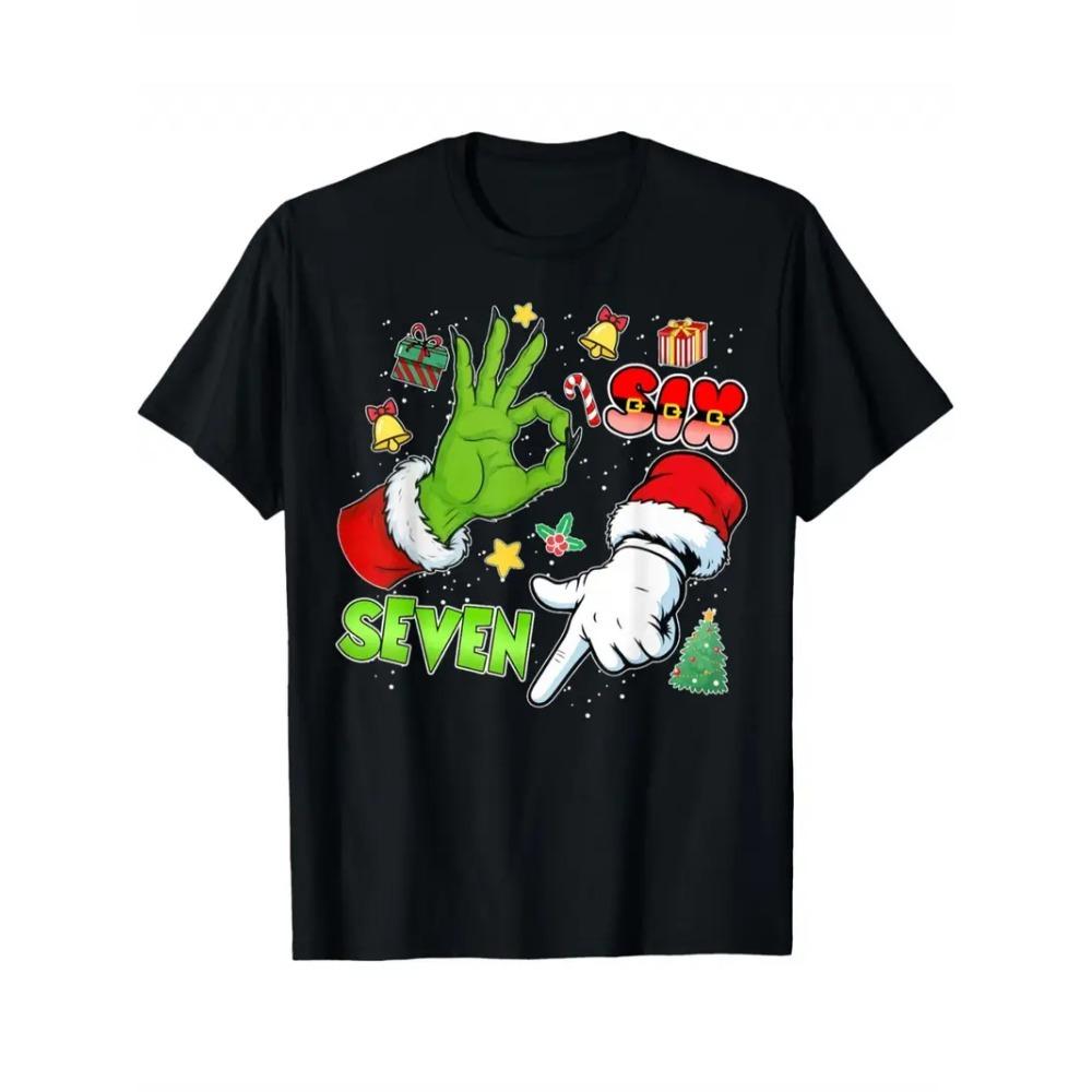 Fun Number 67 Santa & Peace Sign Children s T-Shirt - Boys & Girls Casual Short Sleeve Round Neck Tee with 67 Number Design 110