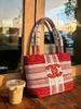Bolsa Tote Presente de Beleza, Bolsa de Ombro Lantejoula Xadrez Vermelho para Maquiagem, Bolsa de Mão Cosmética de Brinde de Balcão