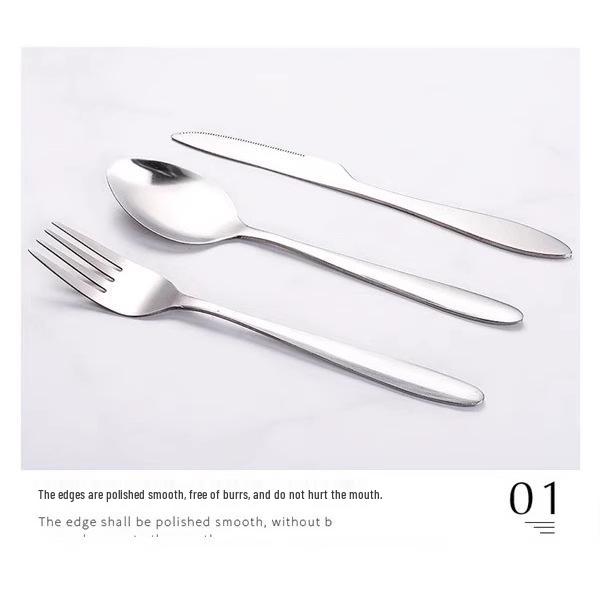 Stainless Steel Cutlery Set: Knife, Fork, Spoon with Cloth Bag - Portable for Student or Picnic Use