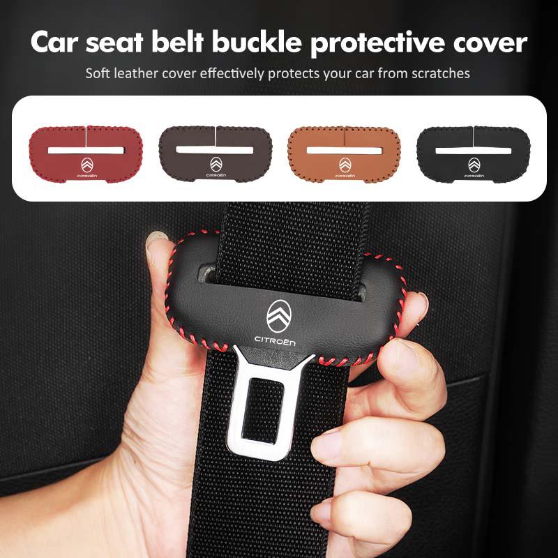 Leather Car Seat Belt Buckle Anti-Scratch Protector Clip Cover For Citroen Grand Berlingo Jumper Celysee Xsara Picasso Aircross