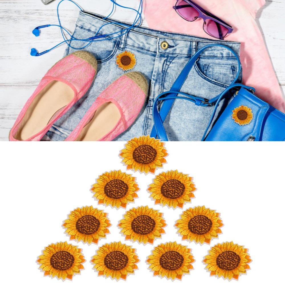 20pcs Yellow Sunflower Pattern Sunflower Embroidered Patch Sew On Patch  Clothes Decoration