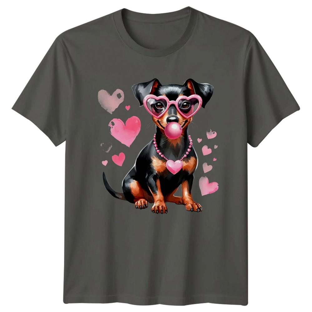 Dog Heart Sunglasses Dogs Animals Valentines Day Graphic Unisexs TShirt Unisexs Tee S