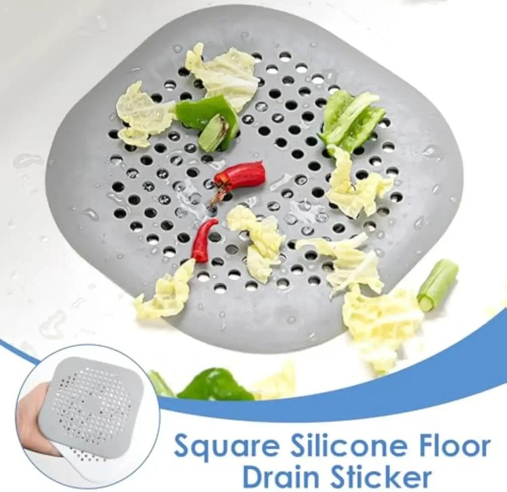 Durable Silicone Square Shower Drain Cover Prevents Sink Clogging, Shower Drain Strainer, Adsorption Sink Strainer, Convenient