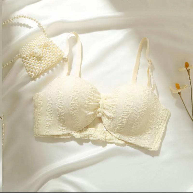 Half-cup Push Up Bra Set Teen Girls Strapless A/B Cup White Lingerie