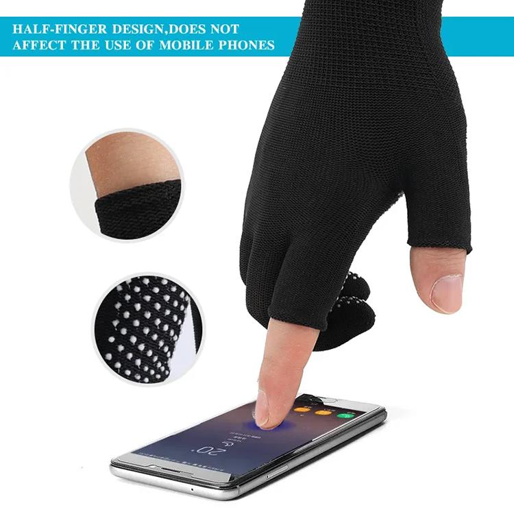 Men's and Women's Anti Slip Work Gloves Motorcycle Riding Sports Gloves Lightweight Breathable Exposed Two Finger Gloves