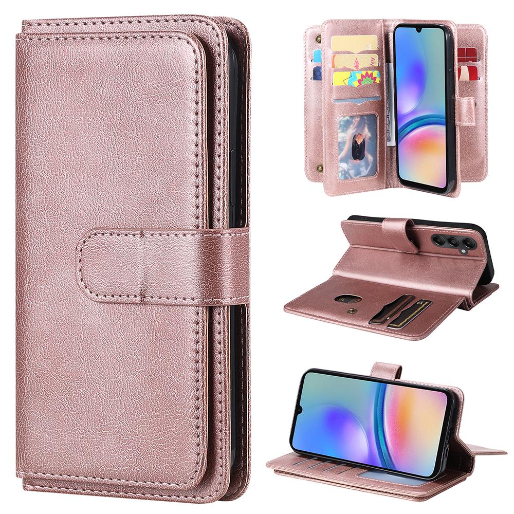 

For Samsung Galaxy A05s 4G Leather Case with 10 Card Holder Phone Cover Stand Rose Gold