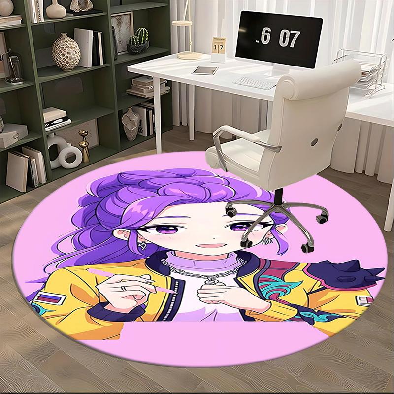 1Kpop Girls Chair mat Round Rug-Office carpet, Machine Washable, Non-slip, Suitable for Living Rooms, Bedrooms