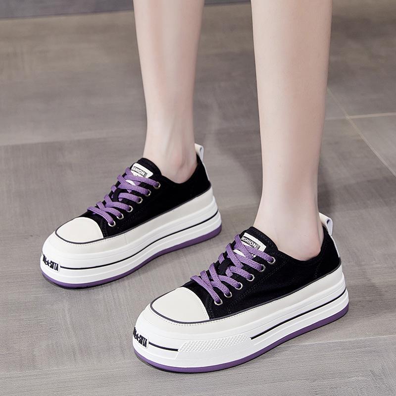 Canvas Shoes Women's  Summer New Plate Shoes Thick Bottom Increased All-match Casual Lace-up Small White Shoes
