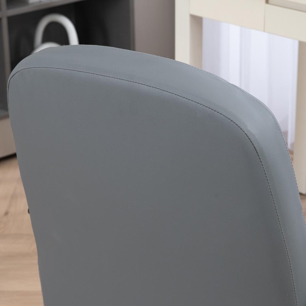 Office Chair, Swivel PU Leather Computer Desk Chair with Wheels, Armrests and Adjustable Height for Home Office, Supports 150kg, Grey