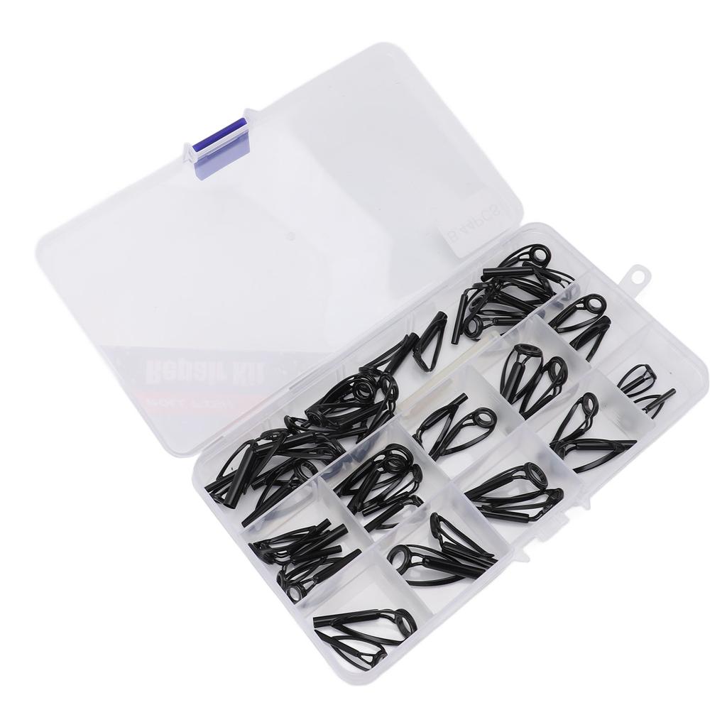 44pcs Fishing Rod Tip Stainless Steel Ceramic Fishing Pole Guide Ring Fishing Rod Repair Kit