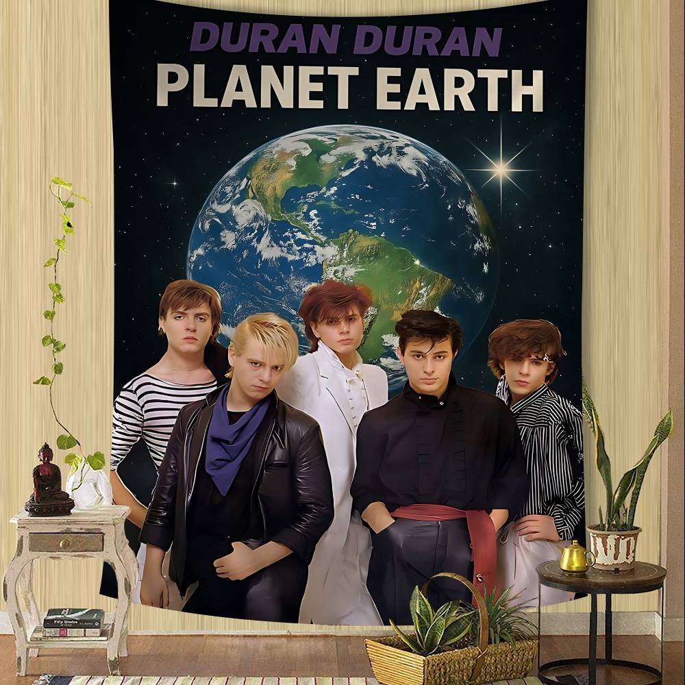 D-Duran Duran Music Band Anime Tapestry Hippie Flower Wall Carpets Dorm Decor Wall Hanging Home Decor